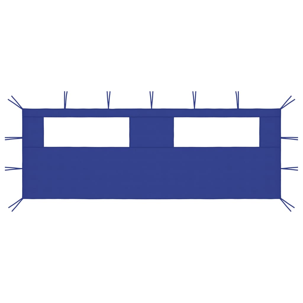 Pared lateral de cenador con ventanas azul 4x2 m
