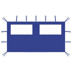 Pared lateral de cenador con ventanas azul 4x2 m