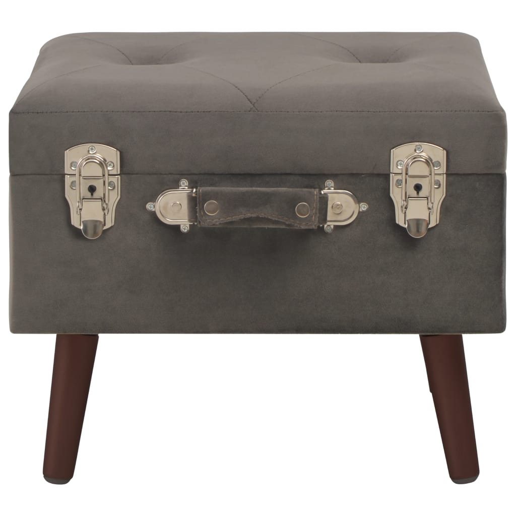 Taburete de almacenamiento de terciopelo gris 40 cm