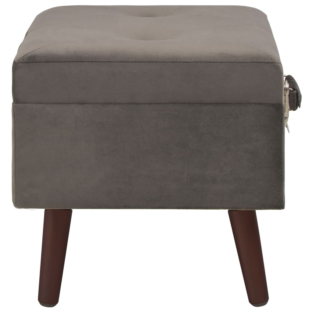 Taburete de almacenamiento de terciopelo gris 40 cm