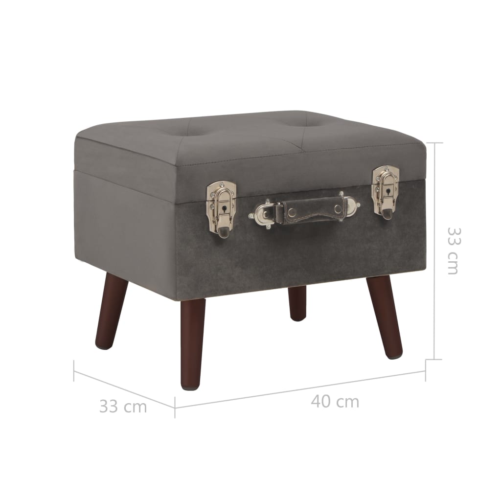 Taburete de almacenamiento de terciopelo gris 40 cm