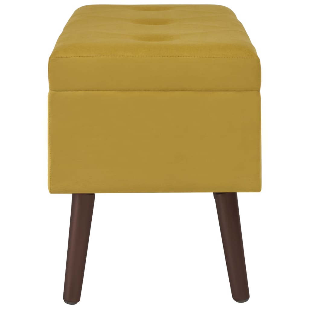 Banco con compartimento terciopelo amarillo mostaza 80 cm