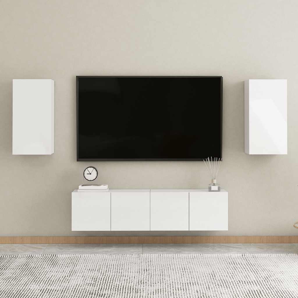 Mueble de TV madera contrachapada blanco brillante 30,5x30x60cm