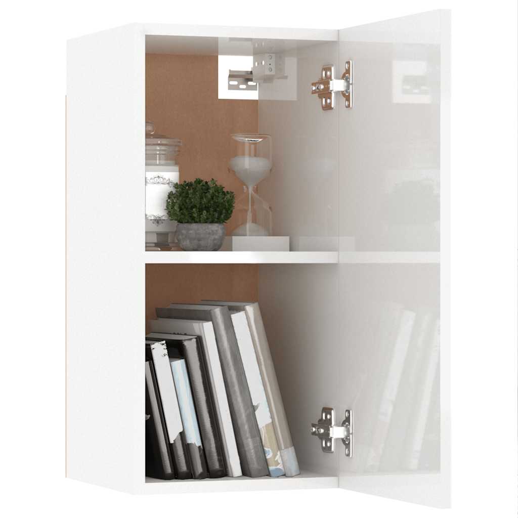 Mueble de TV madera contrachapada blanco brillante 30,5x30x60cm