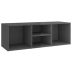 Zapatero de madera contrachapada gris brillo 105x35x35 cm