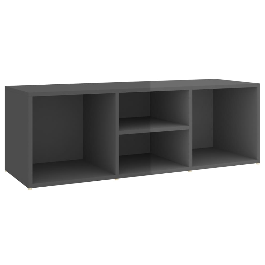 Zapatero de madera contrachapada gris brillo 105x35x35 cm