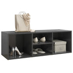 Zapatero de madera contrachapada gris brillo 105x35x35 cm