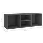 Zapatero de madera contrachapada gris brillo 105x35x35 cm