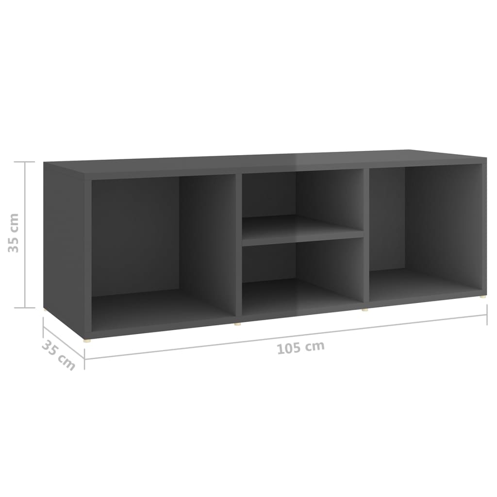Zapatero de madera contrachapada gris brillo 105x35x35 cm