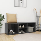 Zapatero de madera contrachapada gris brillo 105x35x35 cm