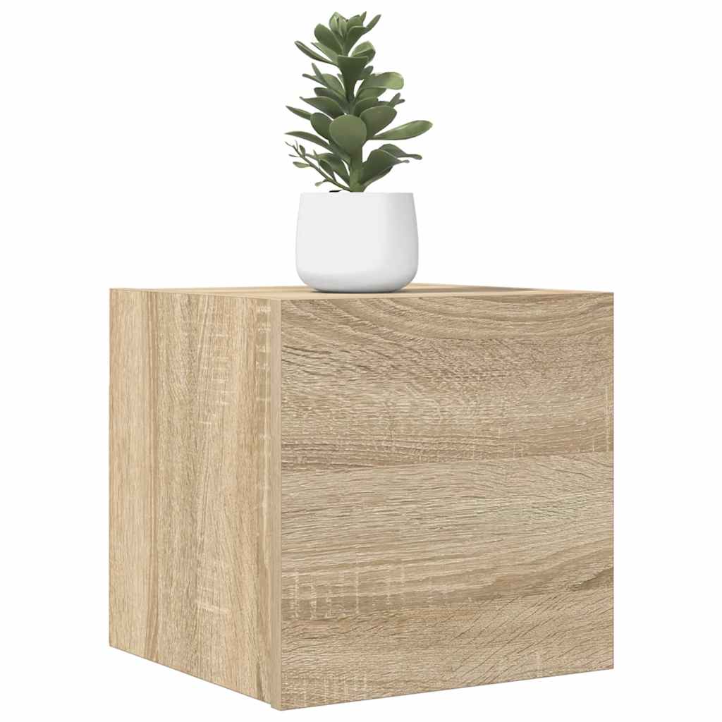 Mueble de salón de pared blanco y roble Sonoma 30,5x30x30 cm