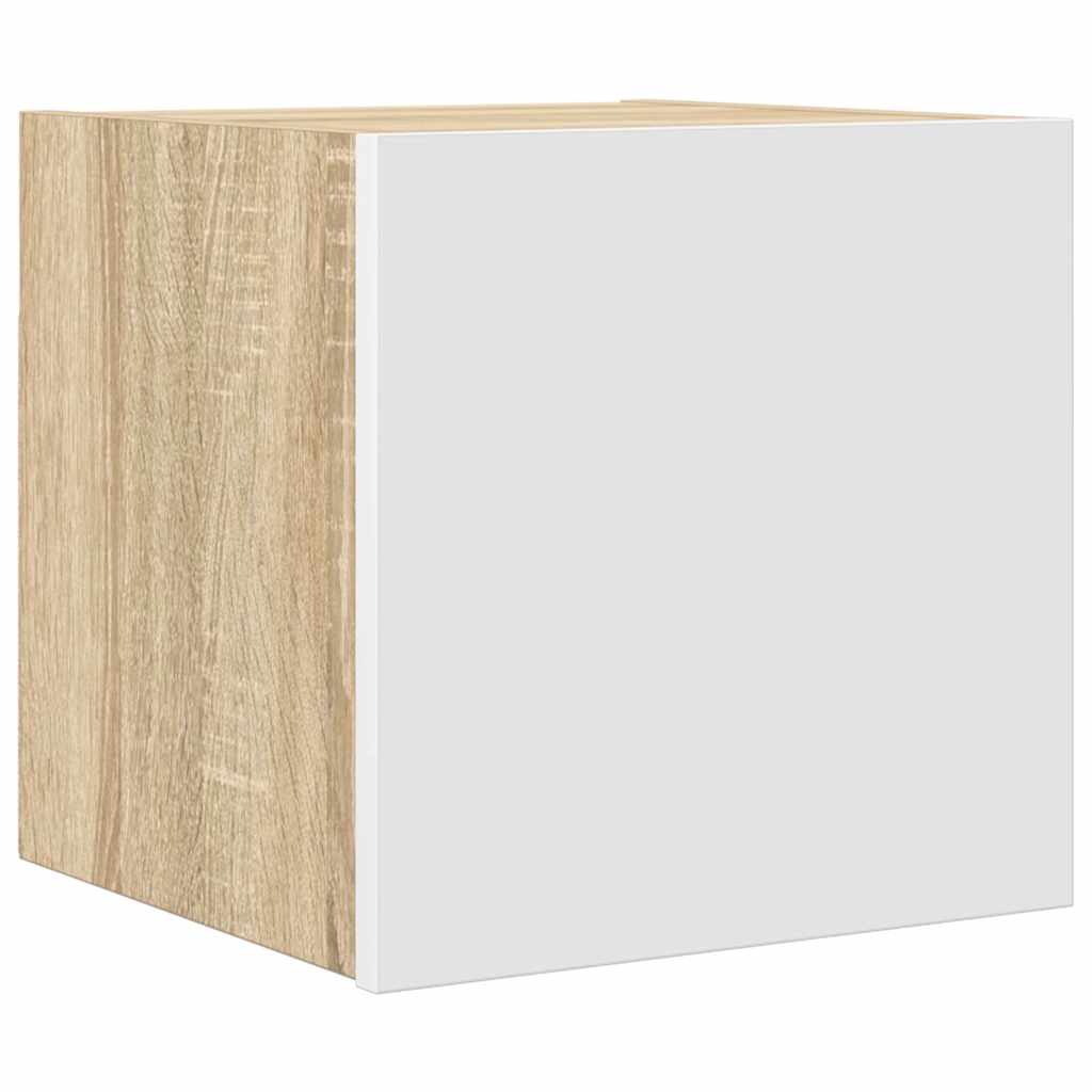 Mueble de salón de pared blanco y roble Sonoma 30,5x30x30 cm