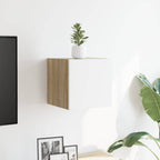 Mueble de salón de pared blanco y roble Sonoma 30,5x30x30 cm