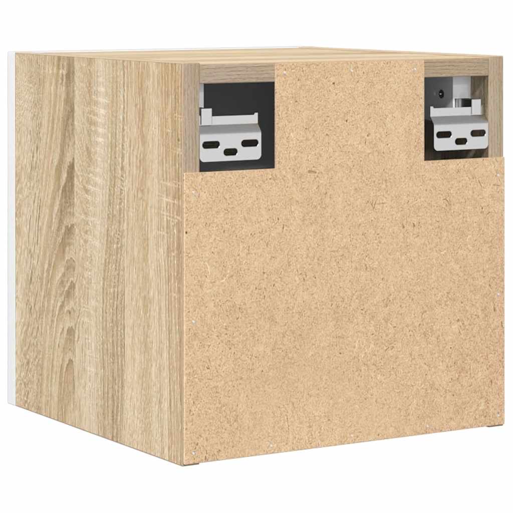 Mueble de salón de pared blanco y roble Sonoma 30,5x30x30 cm
