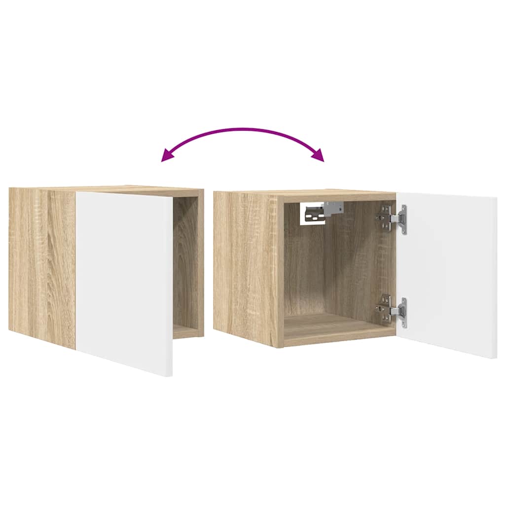 Mueble de salón de pared blanco y roble Sonoma 30,5x30x30 cm