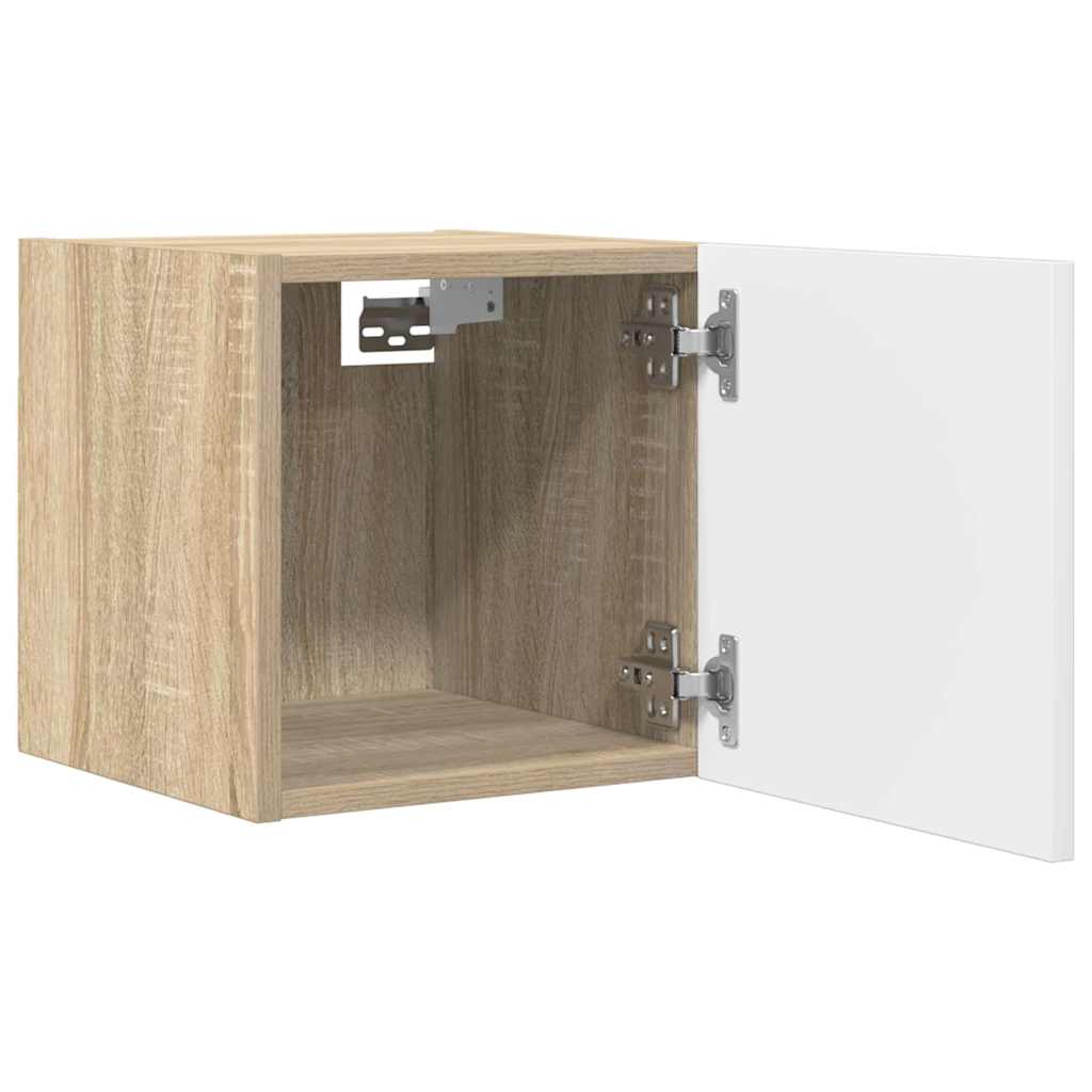 Mueble de salón de pared blanco y roble Sonoma 30,5x30x30 cm