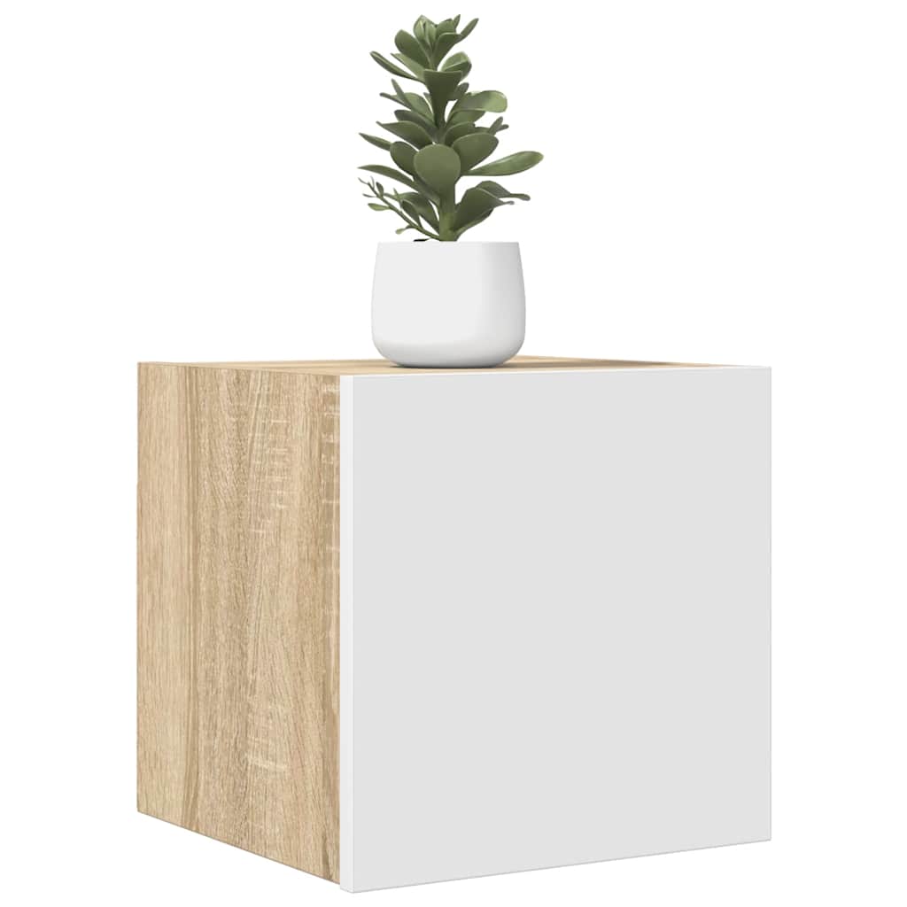 Mueble de salón de pared blanco y roble Sonoma 30,5x30x30 cm