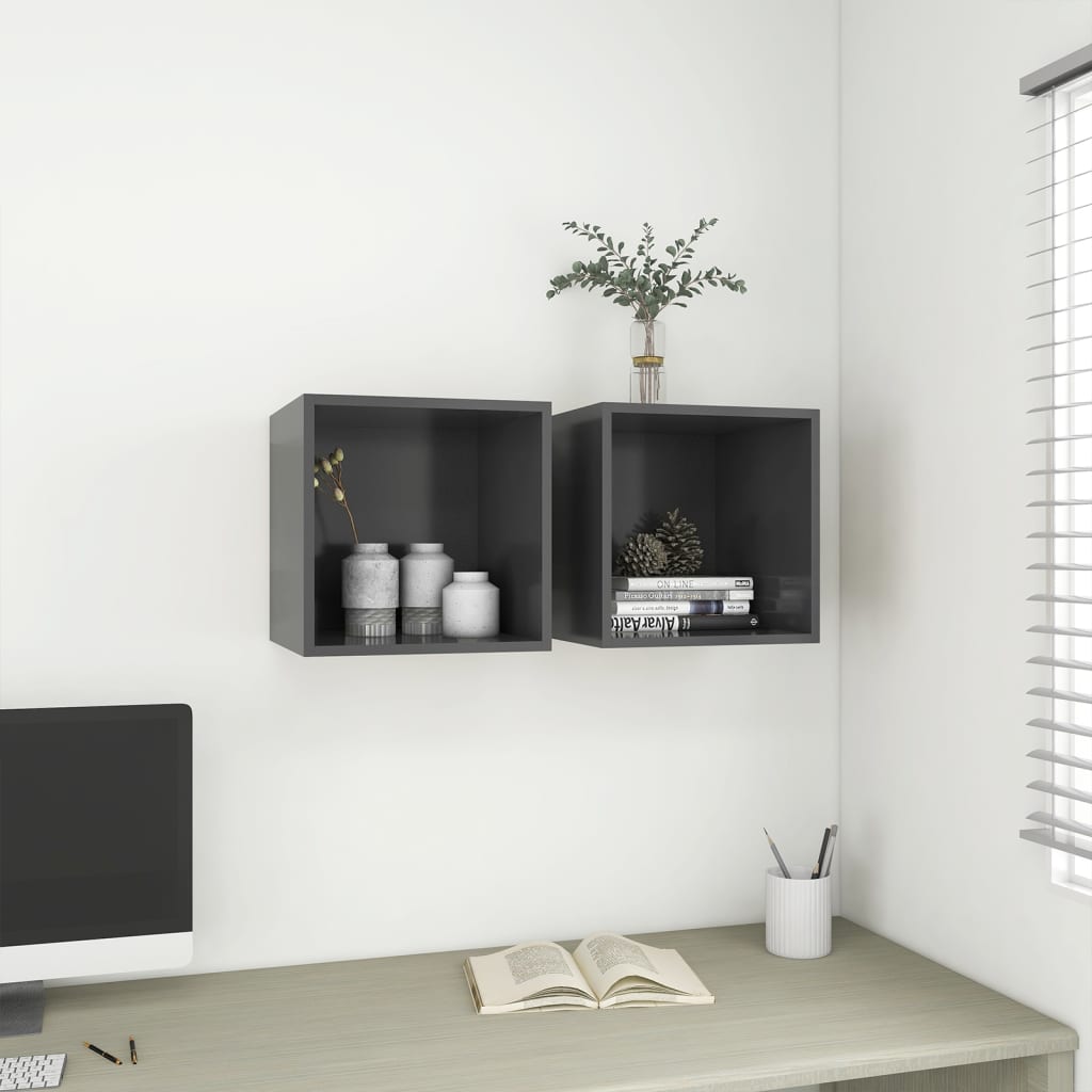 Wall cabinet 2 pcs white and Sonoma oak 37x37x37 cm