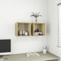 Armario de pared 2 uds madera blanco y roble sonoma 37x37x37 cm