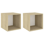 Armario de pared 2 uds madera blanco y roble sonoma 37x37x37 cm