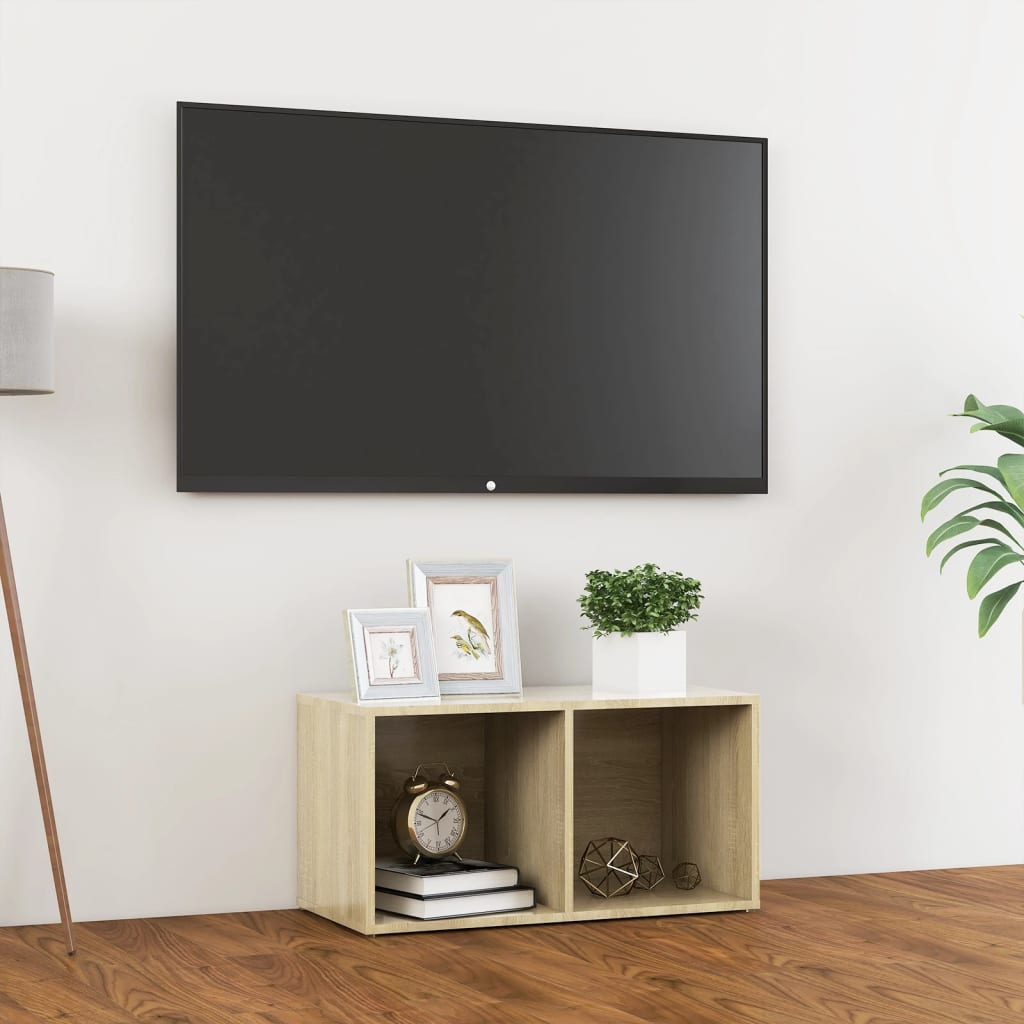 Mueble de TV madera contrachapada blanco 107x35x37 cm