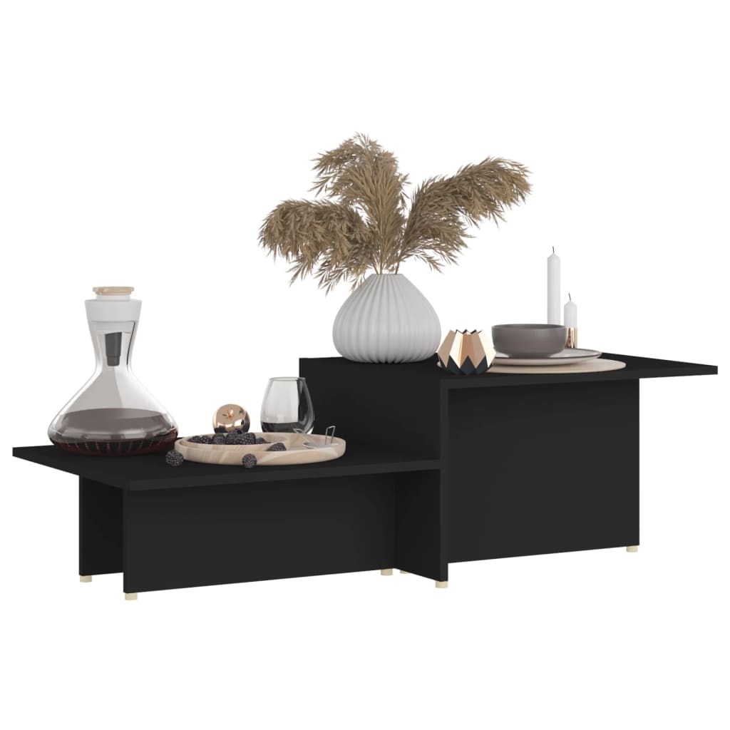 Mesa de centro de madera contrachapada negro 111,5x50x33 cm