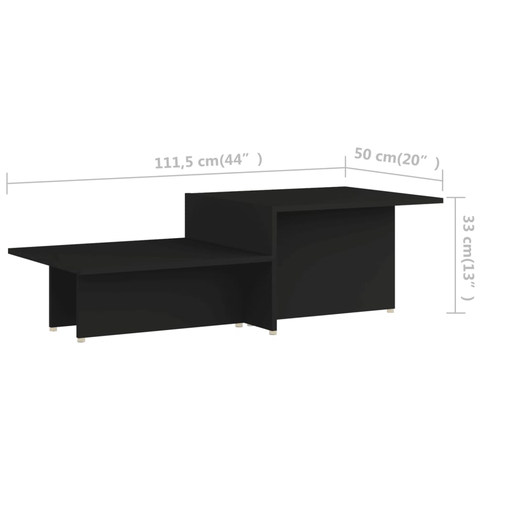 Mesa de centro de madera contrachapada negro 111,5x50x33 cm