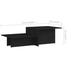 Mesa de centro de madera contrachapada negro 111,5x50x33 cm