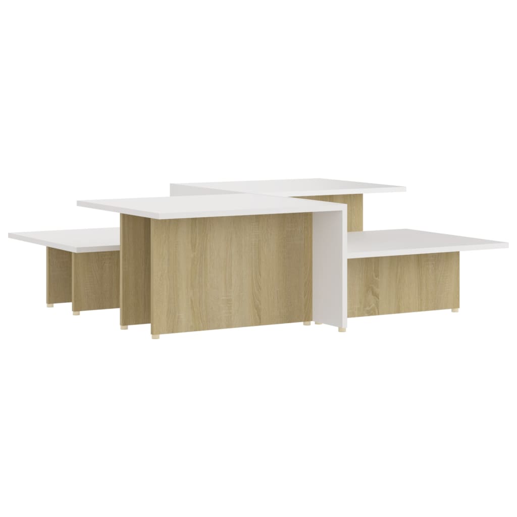 Mesa centro 2 pzas madera contrachapada blanco 111,5x50x33cm