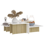 Mesa centro 2 pzas madera contrachapada blanco 111,5x50x33cm