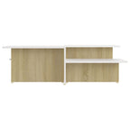 Mesa centro 2 pzas madera contrachapada blanco 111,5x50x33cm