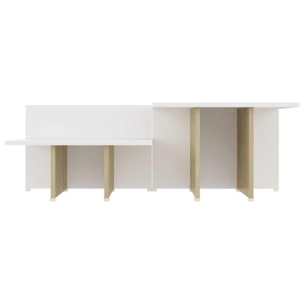 Mesa centro 2 pzas madera contrachapada blanco 111,5x50x33cm