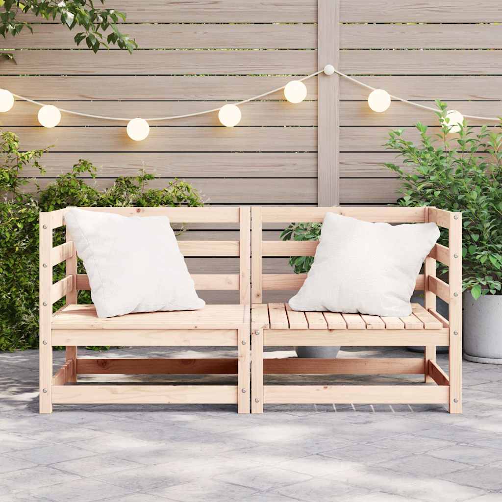Sofás de esquina para jardín 2 uds madera maciza de pino