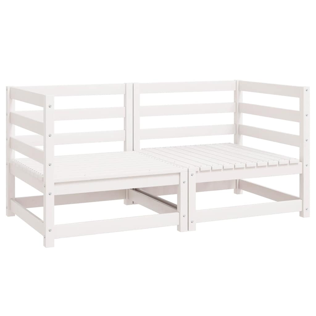 Sofás de esquina de jardín 2 uds blanco madera maciza de pino