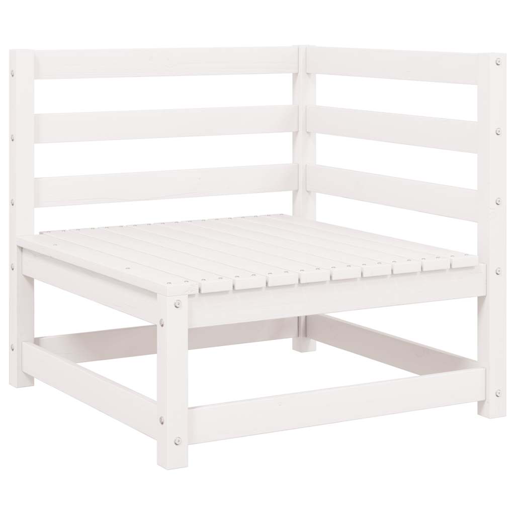 Sofás de esquina de jardín 2 uds blanco madera maciza de pino