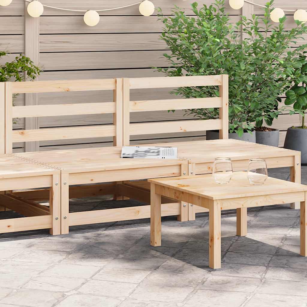 Sofá central de jardín 2 pzas cojines madera pino maciza crema