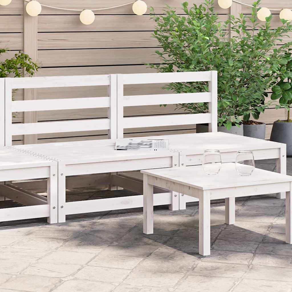 Sofá central de jardín 2 pzas cojines madera pino maciza crema