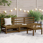 Sofá central de jardín 2 pzas cojines madera pino maciza crema