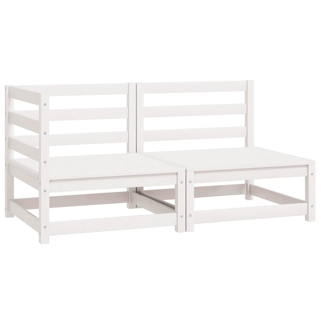 Set de salón de jardín de 2 piezas blanco madera maciza de pino