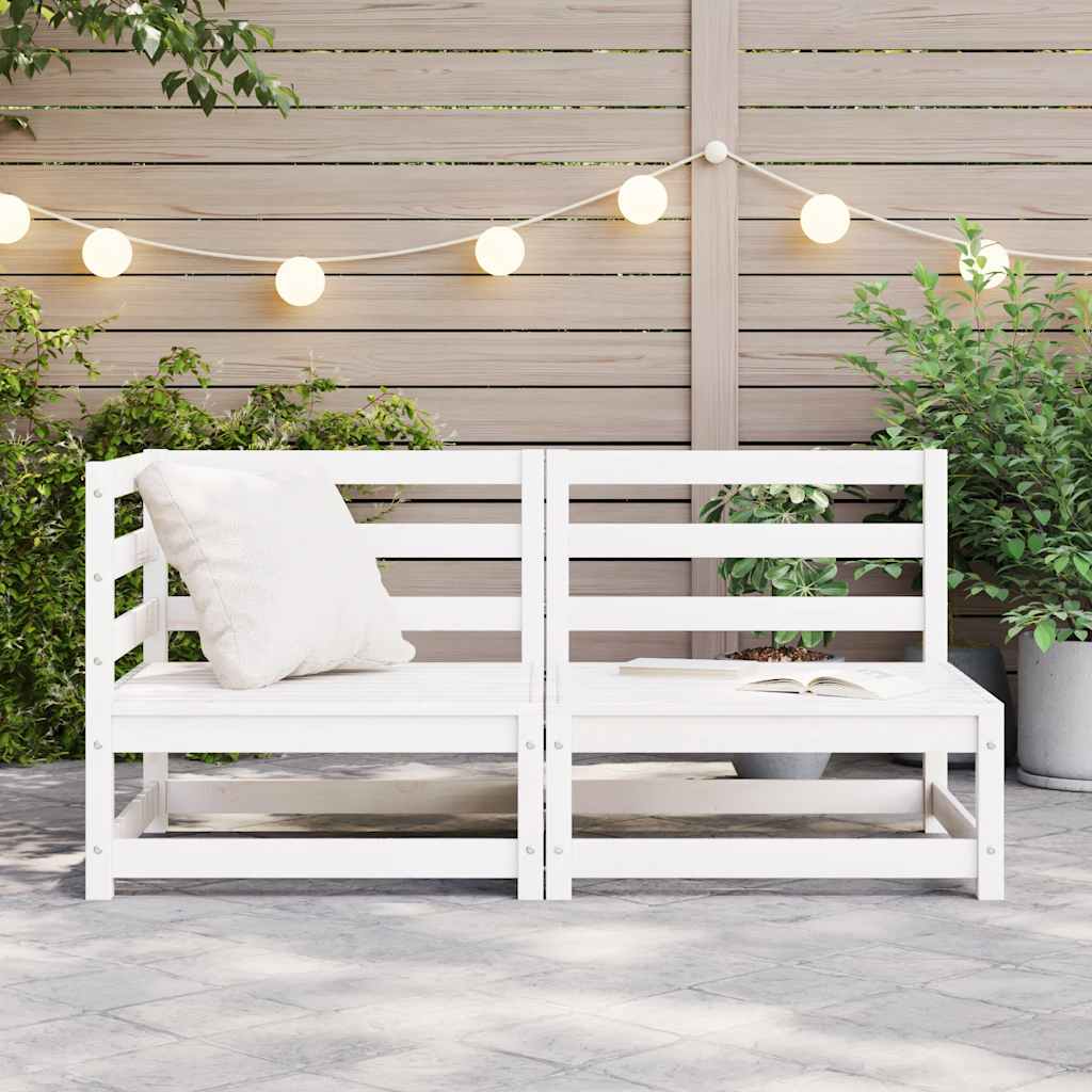 Set de salón de jardín de 2 piezas blanco madera maciza de pino