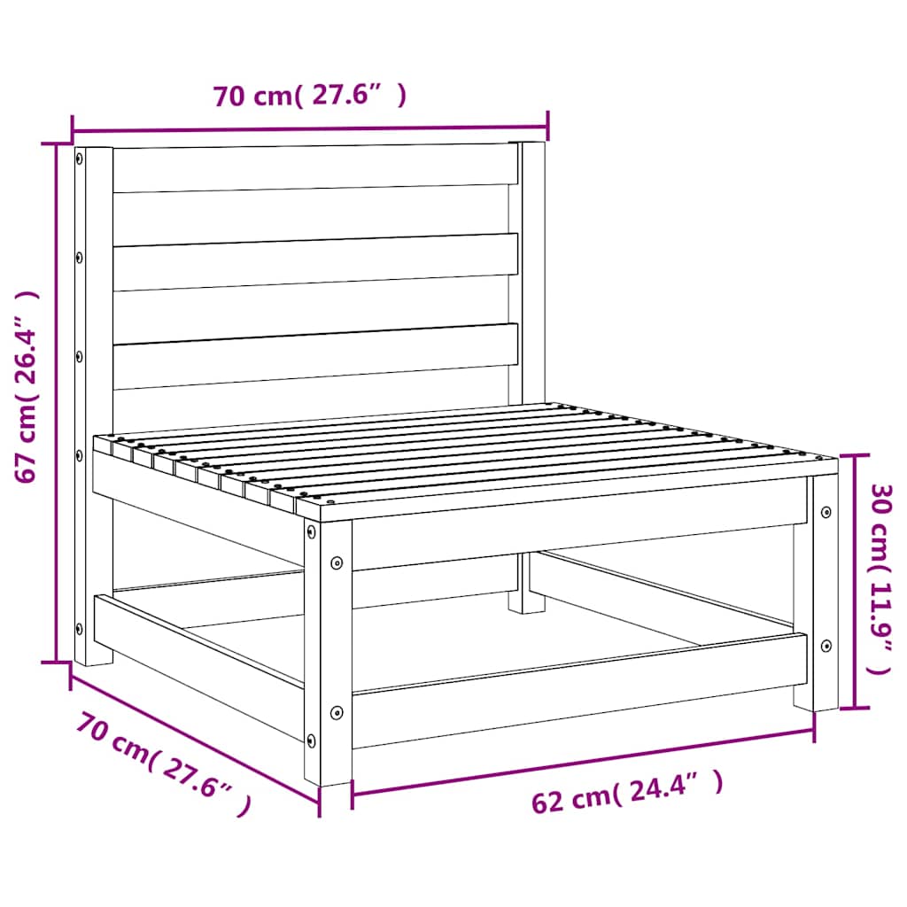 Set de salón de jardín de 2 piezas blanco madera maciza de pino