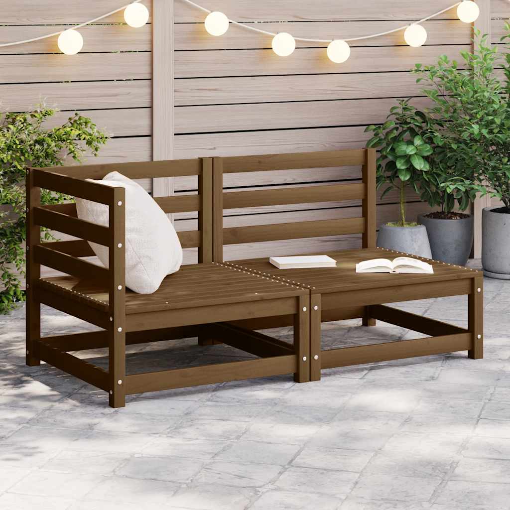 Muebles de jardín 2 piezas con cojines madera maciza de pino