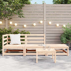 Juego de muebles de jardín 3 piezas madera maciza de pino