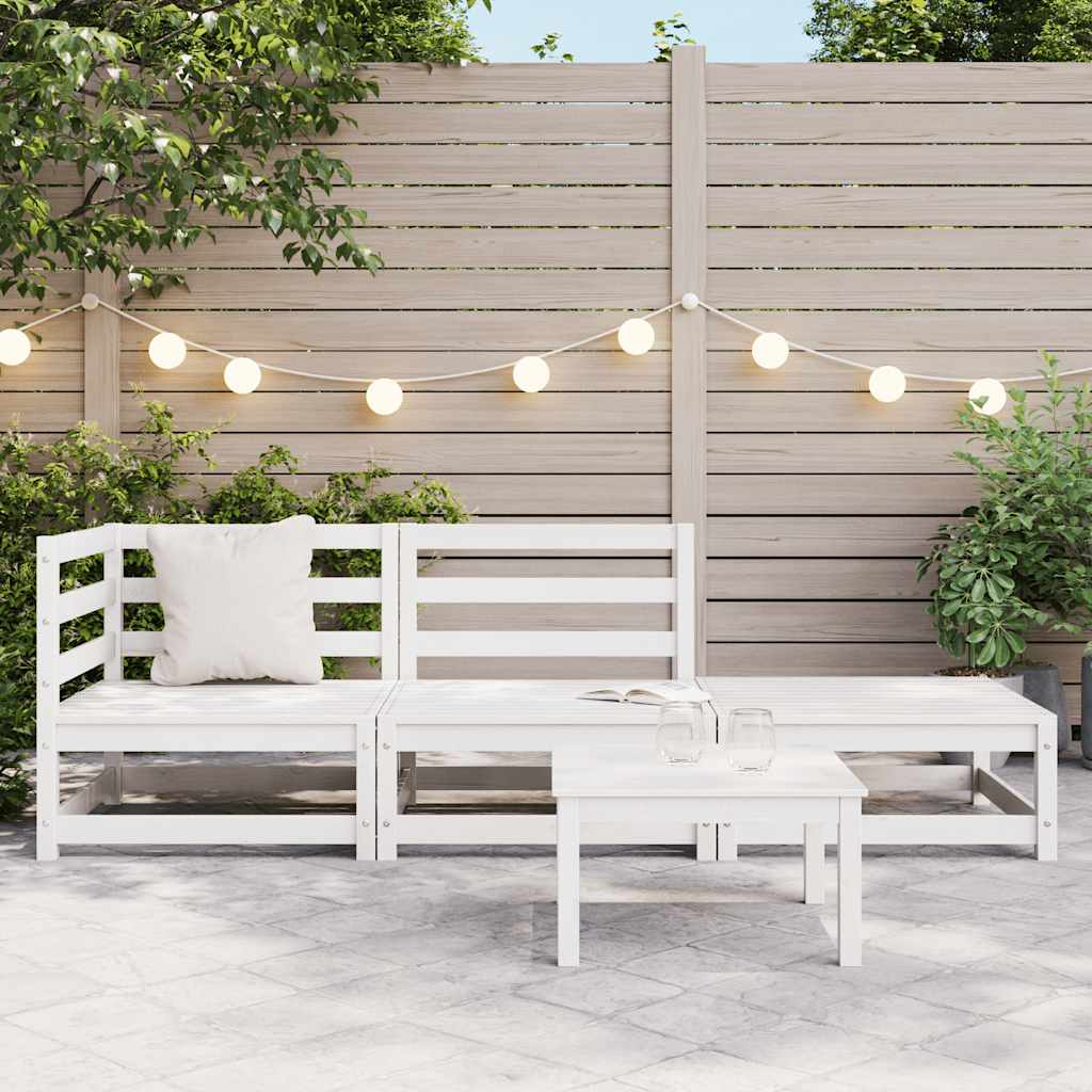 Set de salón de jardín de 3 piezas blanco madera maciza de pino