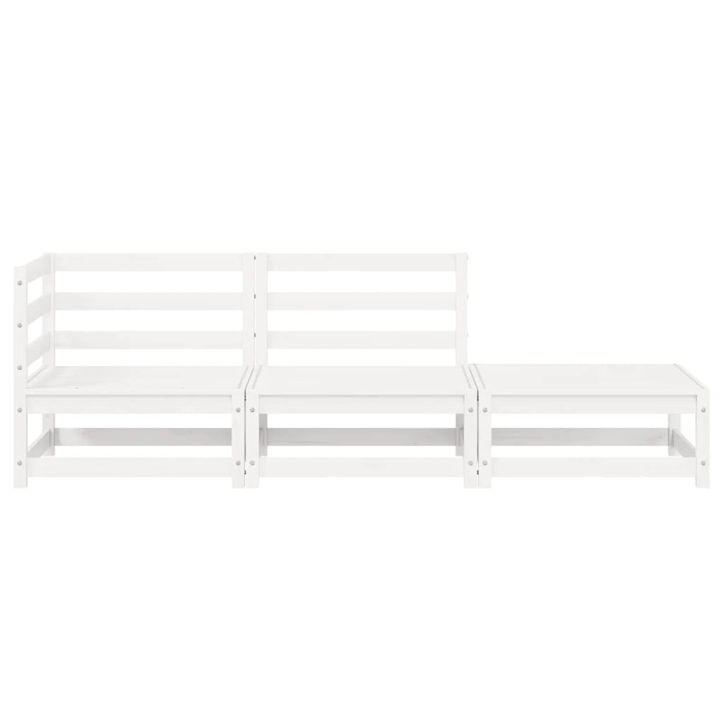 Set de salón de jardín de 3 piezas blanco madera maciza de pino