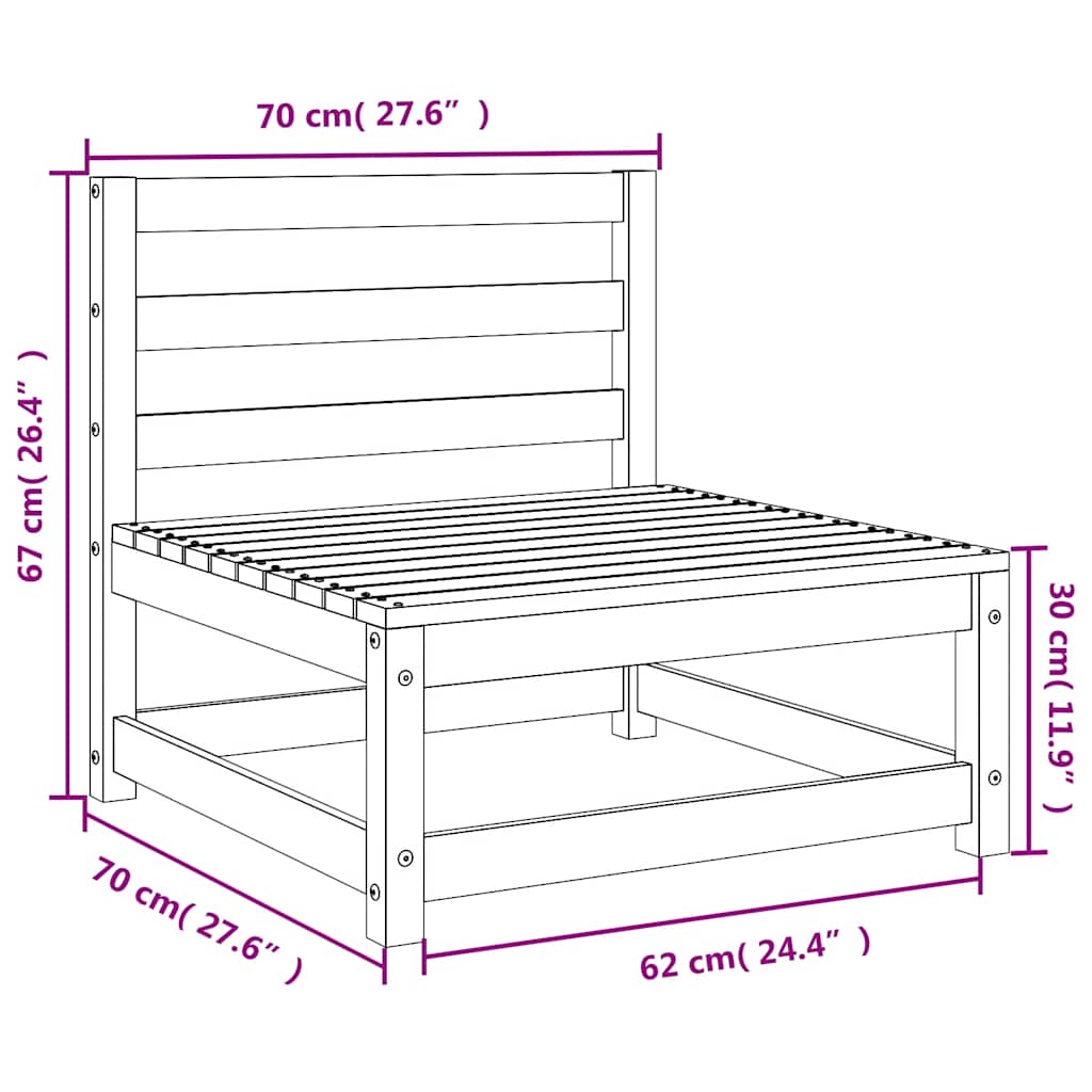Muebles de jardín 3 piezas gris madera maciza de pino