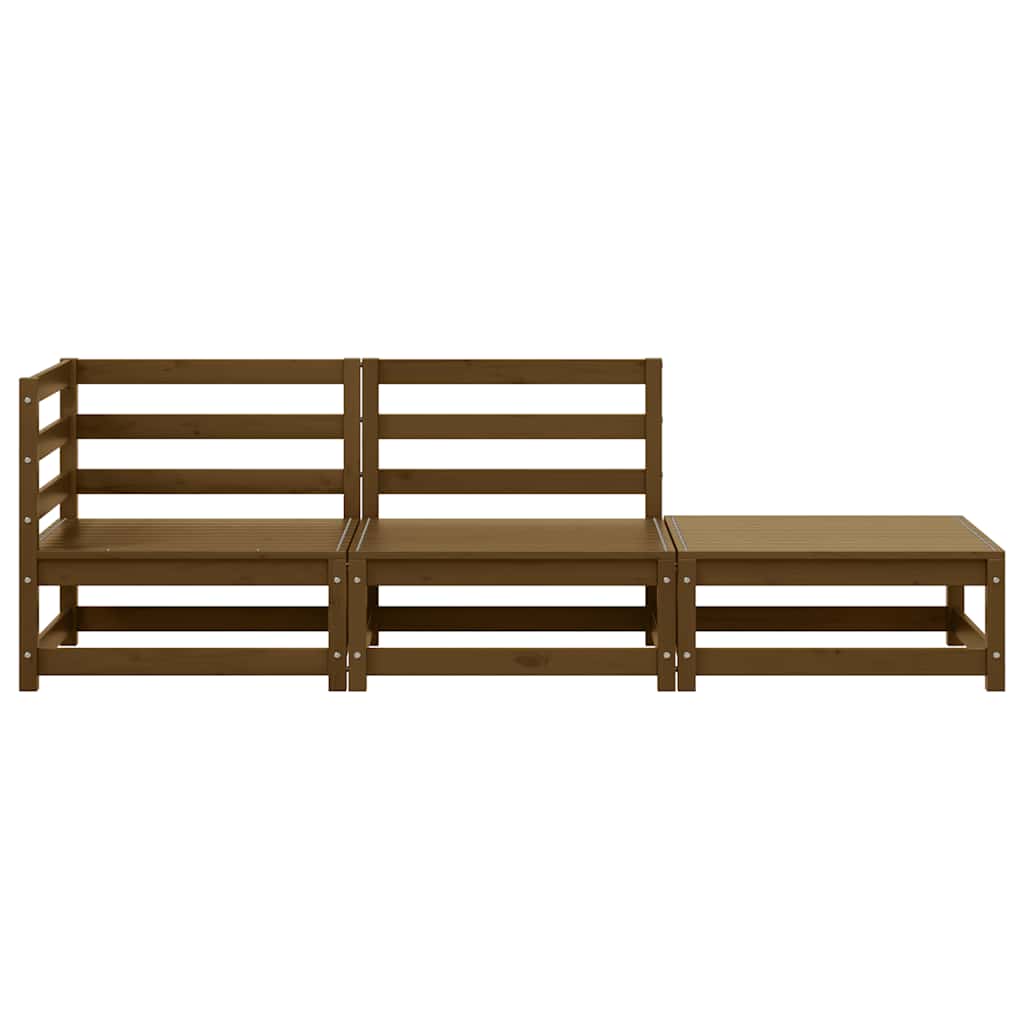 Muebles de jardín 3 piezas marrón miel madera maciza de pino