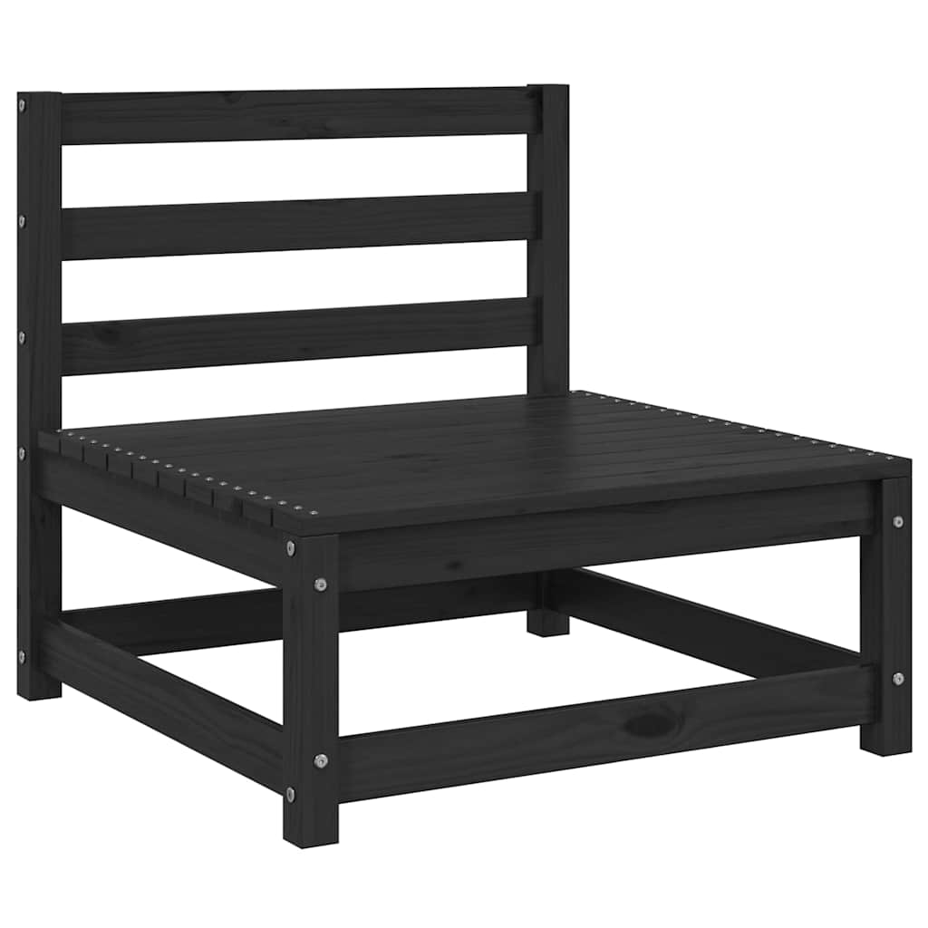 Juego de muebles de jardín 3 piezas negro madera maciza de pino