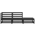 Juego de muebles de jardín 3 piezas negro madera maciza de pino