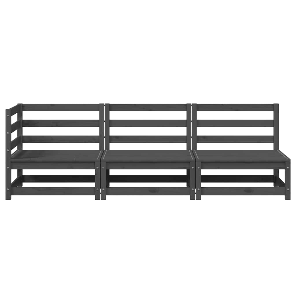 Muebles de jardín 3 piezas gris madera de pino maciza